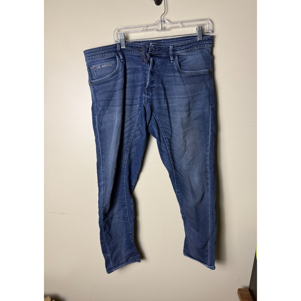 JACK & JONES Glenn Jeans Men's 33x34 Blue Slim Button Fly Stretch Faded